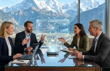 leaders in a meeting room discussing Ai strategy